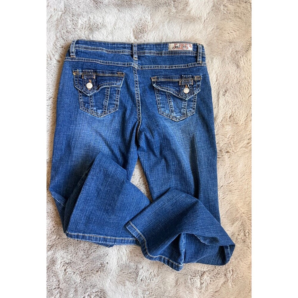 Southpole low rise jeans button pocket with embroidery, bootcut size 9